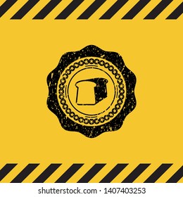 bread icon black grunge emblem, yellow warning sign. Vector Illustration. Detailed.