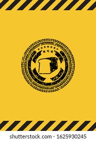 bread icon black grunge emblem with yellow background. Vector Illustration. Detailed.