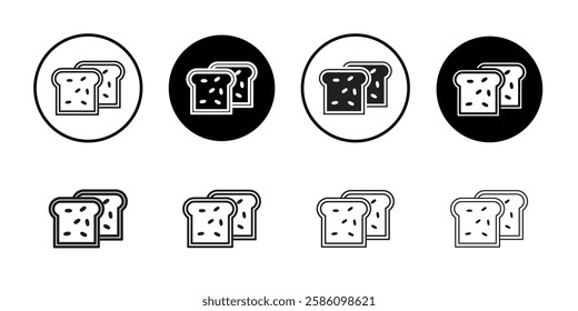 Bread icon Black line art vector logo set