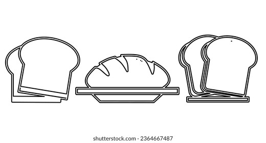 Bread icon black line design. Stock vector illustration.