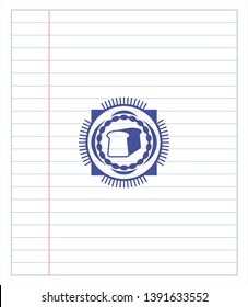 bread icon blue ink pen emblem. Vector Illustration. Detailed.