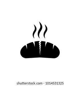 Bread icon. Bread broken into two parts. Vector Illustration. Black icon on white background. Flat style illustration.