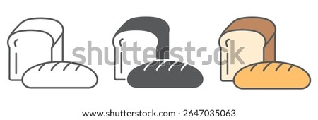 Bread icon collection, bakery and breakfast, loaf sign vector set graphics, editable stroke linear icon, eps 10