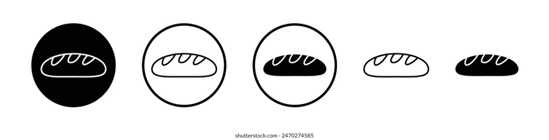 Bread icon collection. Bakery loaf of bread vector icon. French bread loaf emblem.