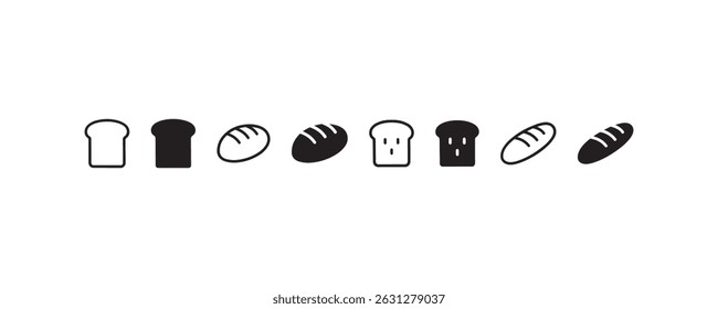 Bread icon collection in black and white Vector