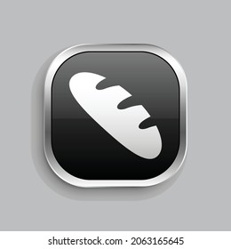 bread icon design. Glossy Button style rounded rectangle isolated on gray background.. Vector illustration