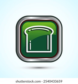 Ilustración de diseño de icono de pan, icono de panadería, diseño de Botón cuadrado de color verde