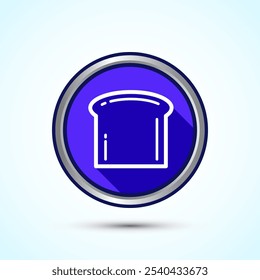 Bread Icon Design Illustration, Bakery Icon, Blue Shadow Button Design