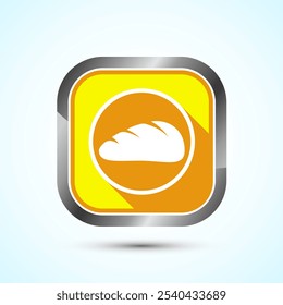 Bread Icon Design Illustration, Bakery Icon, Yellow Shadow Button Design