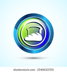 Bread Icon Design Illustration, Bakery Icon, Glossy Round Button Design