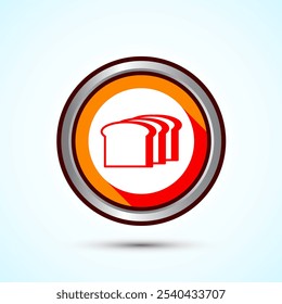 Bread Icon Design Illustration, Bakery Icon, Orange Shadow Button Design