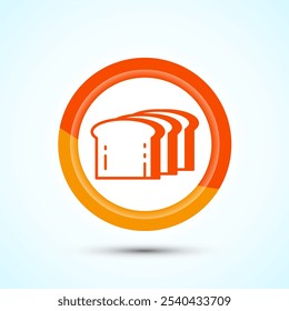 Bread Icon Design Illustration, Bakery Icon, Orange Color Button Design
