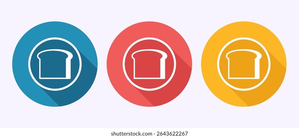 Bread icon design illustration, bakery sign symbol in shadow button design