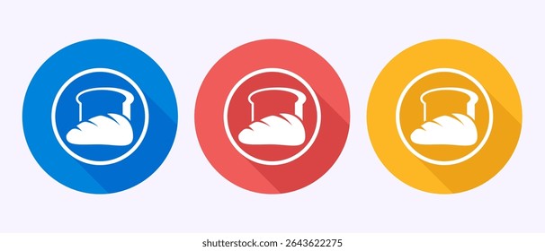 Bread icon design illustration, bakery sign symbol in shadow button design