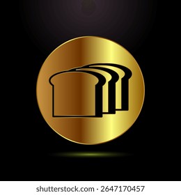 Bread icon design illustration, bakery icon sign symbol in gold color style