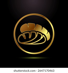 Bread icon design illustration, bakery icon sign symbol in gold color style