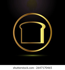 Bread icon design illustration, bakery icon sign symbol in gold color style