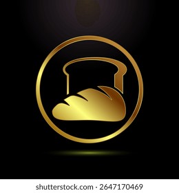 Bread icon design illustration, bakery icon sign symbol in gold color style
