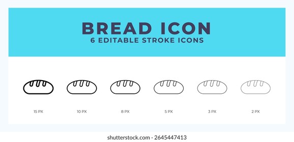 Bread icon with different stroke. Vector illustration.