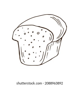 Bread icon in doodle style isolated on white background. Sketch hand drawn bread. Vector stock illustration.