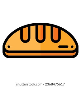 Bread icon in filled line style. Vector illustration, suitable for logo, web, graphic design, illustration, sticker, books, etc