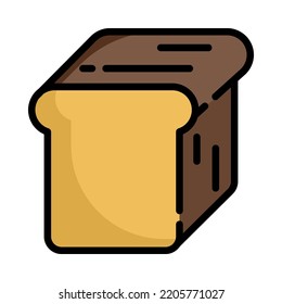 Bread icon. Filled outline design. Sliced bread isolated on white background. For presentation, graphic design. Vector Illustration.