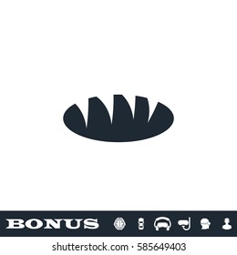 Bread icon flat. Black pictogram on white background. Vector illustration symbol and bonus button