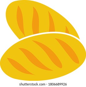 Bread Icon. Flat Color Design. Vector Illustration.