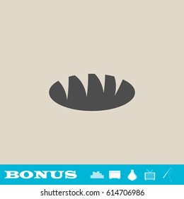 Bread icon flat. Grey pictogram on light background. Vector illustration symbol and bonus button real estate, ottoman, vase, tv, fishing rod