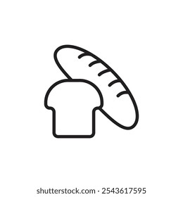 Bread icon Flat line illustration