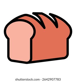 Bread icon flat line style illustration representing baked goods and staple food, suitable for culinary, bakery, and food service-related projects