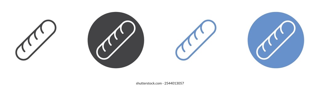 Bread icon Flat set in black and white color