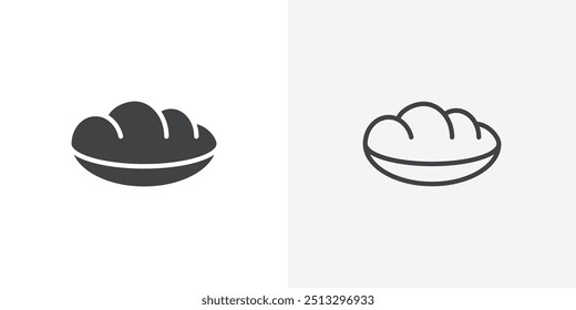 Icono de pan plano y diseño de conjunto simple