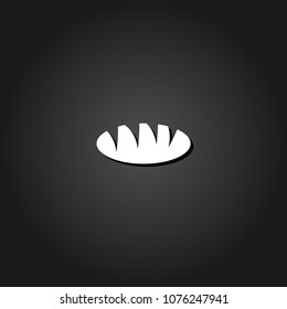 Bread icon flat. Simple White pictogram on black background with shadow. Vector illustration symbol