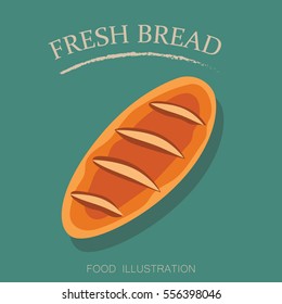 bread icon flat style isolated on green background. Flour products vector illustrator
