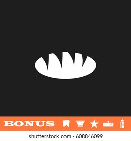 Bread icon flat. White pictogram on black background. Vector illustration symbol and bonus button tooth, vase, star, mirror, bottle