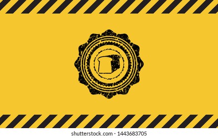bread icon grunge black emblem with yellow background, warning sign. Vector Illustration. Detailed.