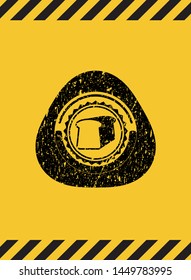 bread icon grunge black emblem with yellow background, warning sign. Vector Illustration. Detailed.