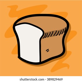 Bread Icon, a hand drawn vector illustration of a loaf bread (the bread, shadow backdrop,and the background are on separate groups for easy editing).