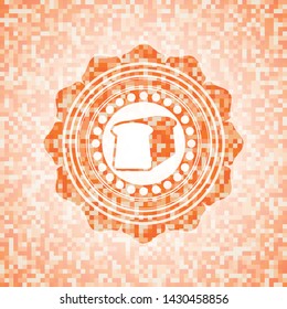 bread icon inside abstract orange mosaic emblem