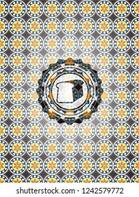 bread icon inside arabesque emblem background. arabic decoration.