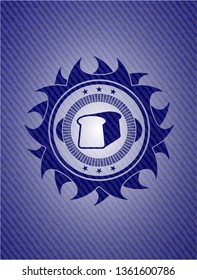 bread icon inside badge with jean texture