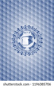 bread icon inside blue badge with geometric pattern background.