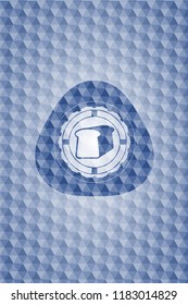 bread icon inside blue emblem with geometric pattern background.