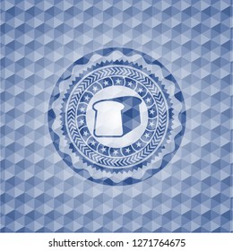 bread icon inside blue hexagon emblem.