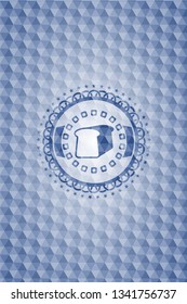 bread icon inside blue hexagon emblem.