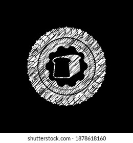 bread icon inside chalkboard emblem. 