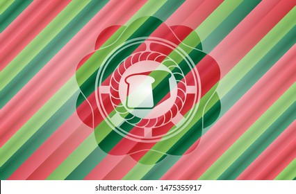 bread icon inside christmas colors style emblem.