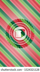 bread icon inside christmas emblem background.
