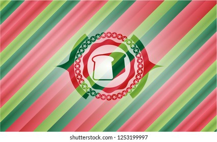 bread icon inside christmas style emblem.